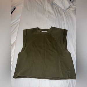 FRAME Army Green Tank with shoulder pads - size Small, never worn!